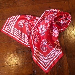 ZARA Red Silk Printed Bandana Scarf